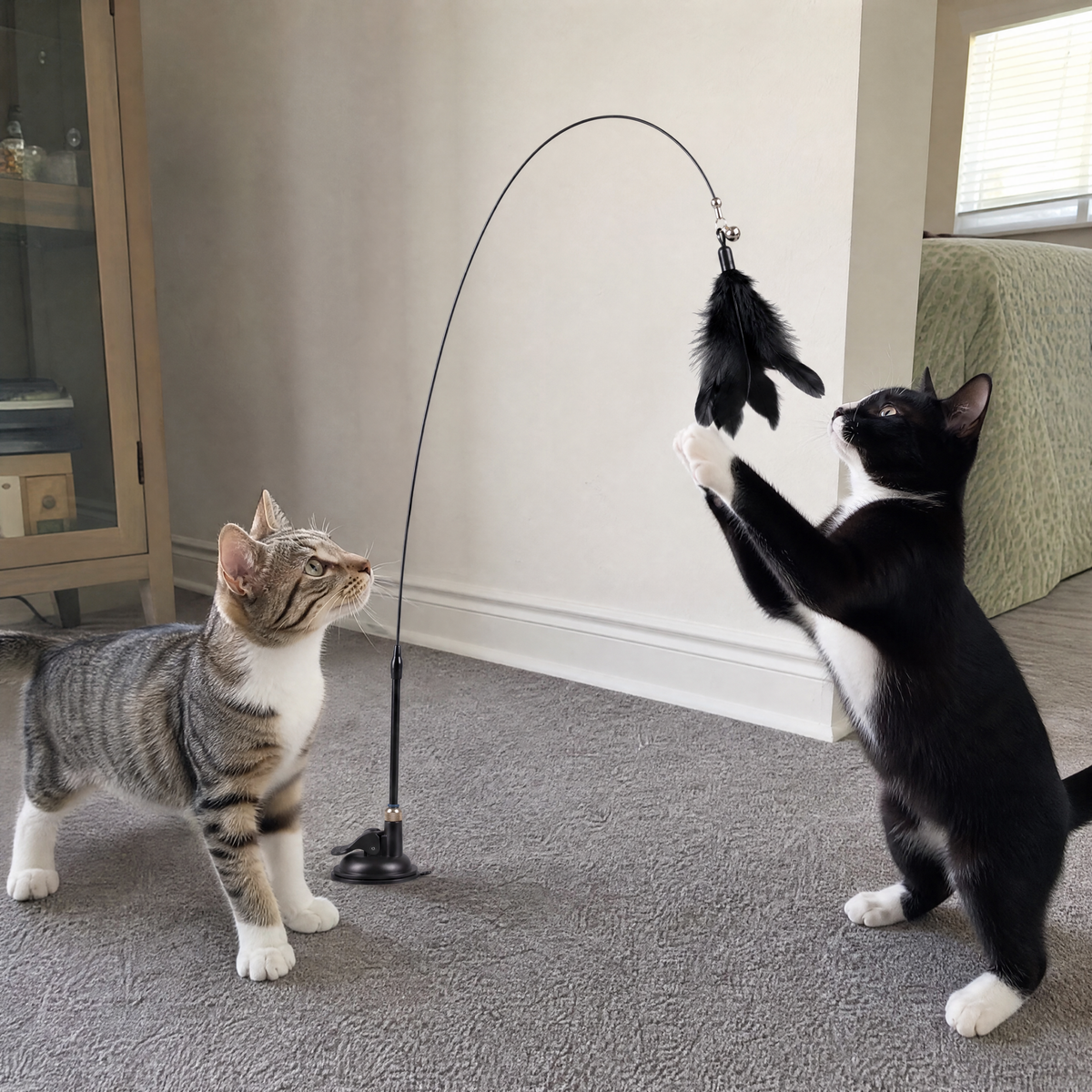 Brinquedo Interativo de Pena com Ventosa para Gatos
