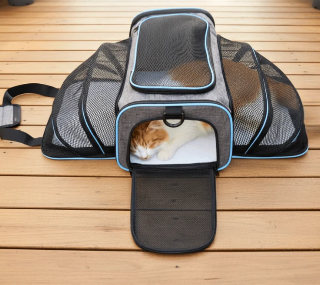 Mala de transporte expansível para gatos