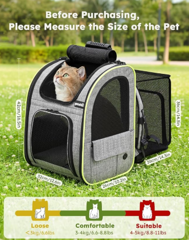 Mochila expansível para gatos